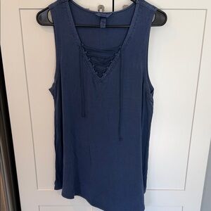 Soma Navy Lace-Up V-Neck Tank Top